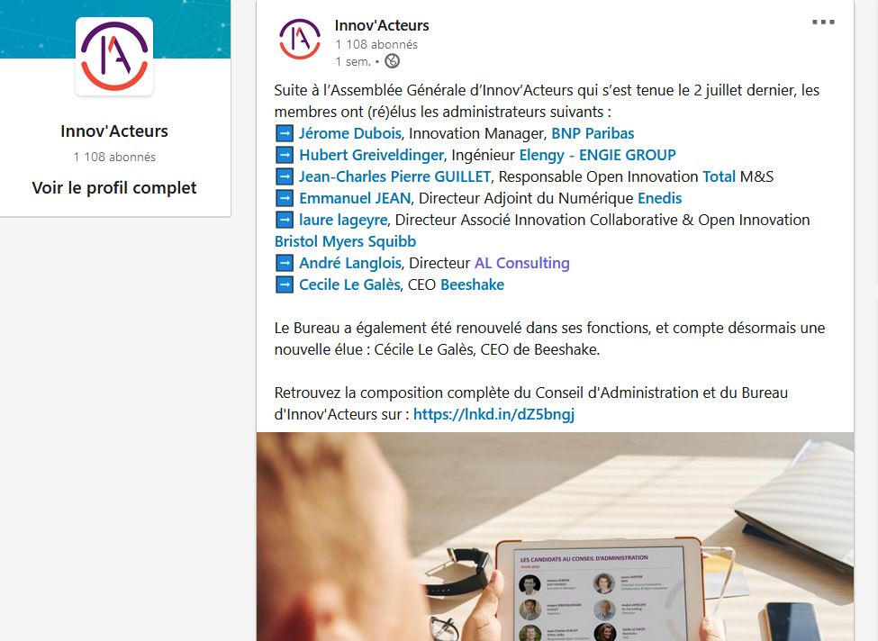 Linkedin : InnovActeurs et AL Consulting